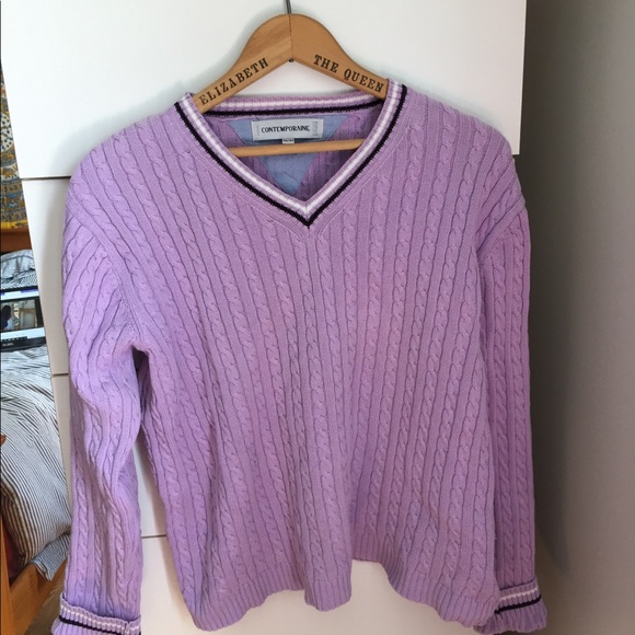 SIMONS LILAC PASTEL CABLE CRICKET SWEATER - Picture 3 of 4